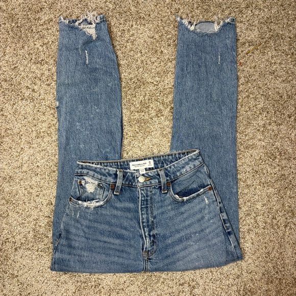 Abercrombie & Fitch Distressed High RIse Mom Jeans - Picture 8 of 12